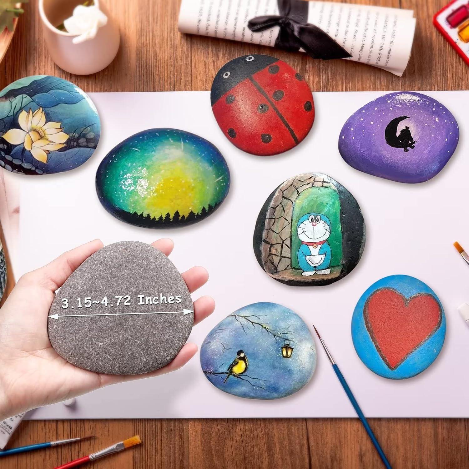 Kit de Pintura de Rocas Grandes Jongdari 12 Pcs 8-12 cm