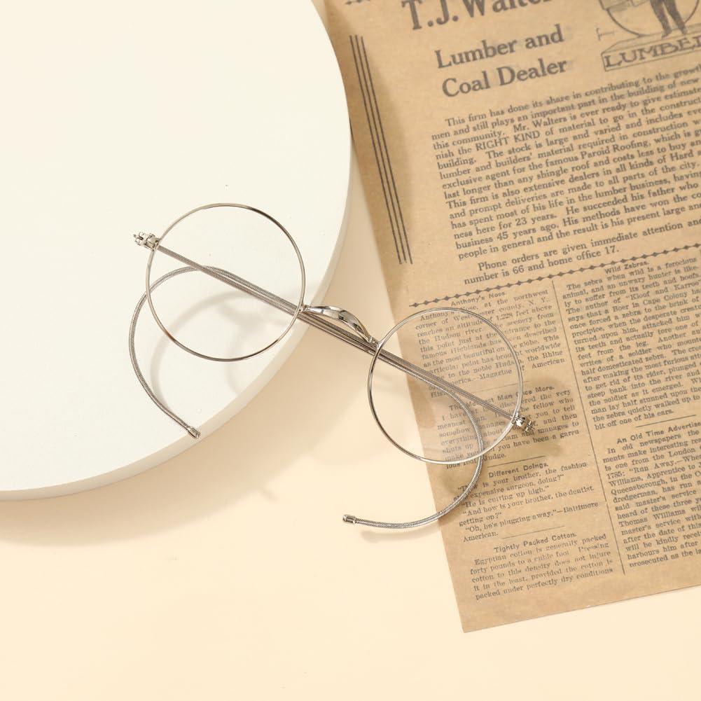 Gafas Ópticas Redondas Agstum 41mm Metal Plata Retro