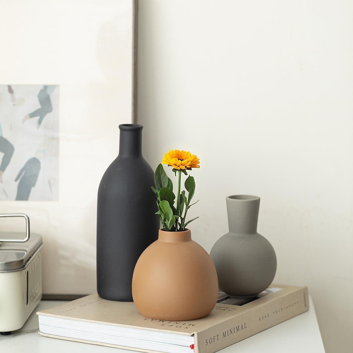 Juego de 3 Jarrones de Cerámica Vaurcesa Modernos Mate