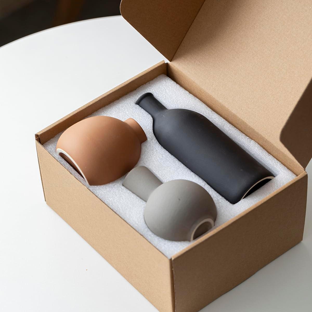 Juego de 3 Jarrones de Cerámica Vaurcesa Modernos Mate