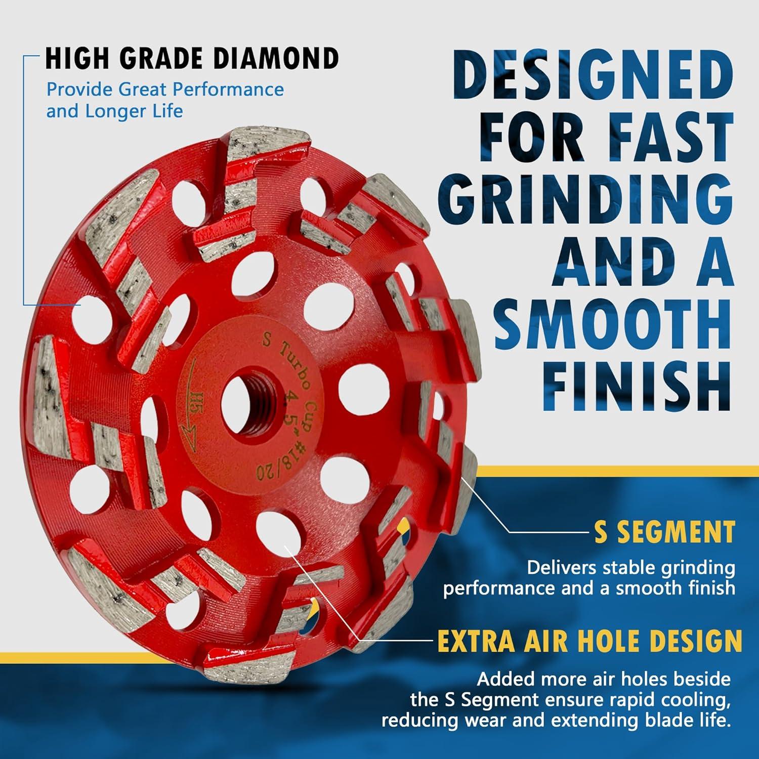 Rueda de Molienda Diamante 4.5" EDiamondTools #18/20 Grano