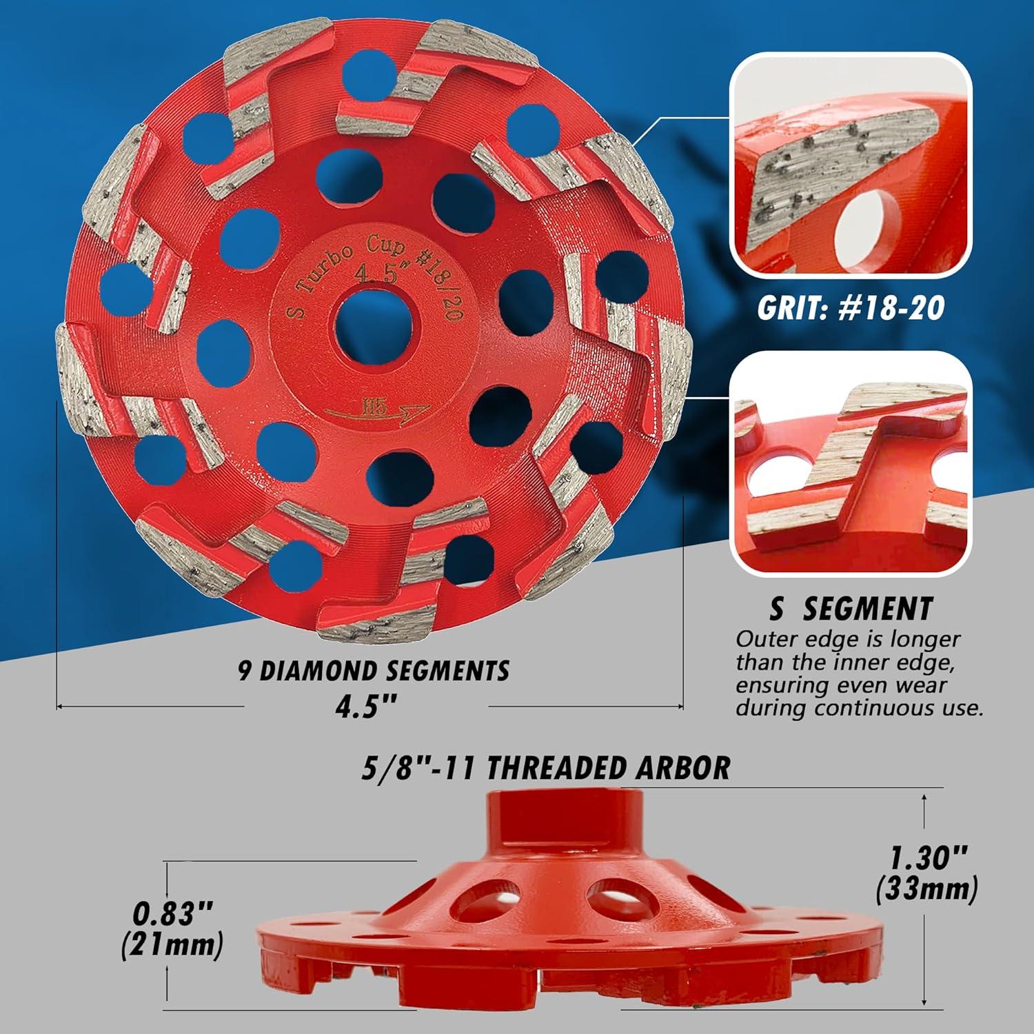 Rueda de Molienda Diamante 4.5" EDiamondTools #18/20 Grano