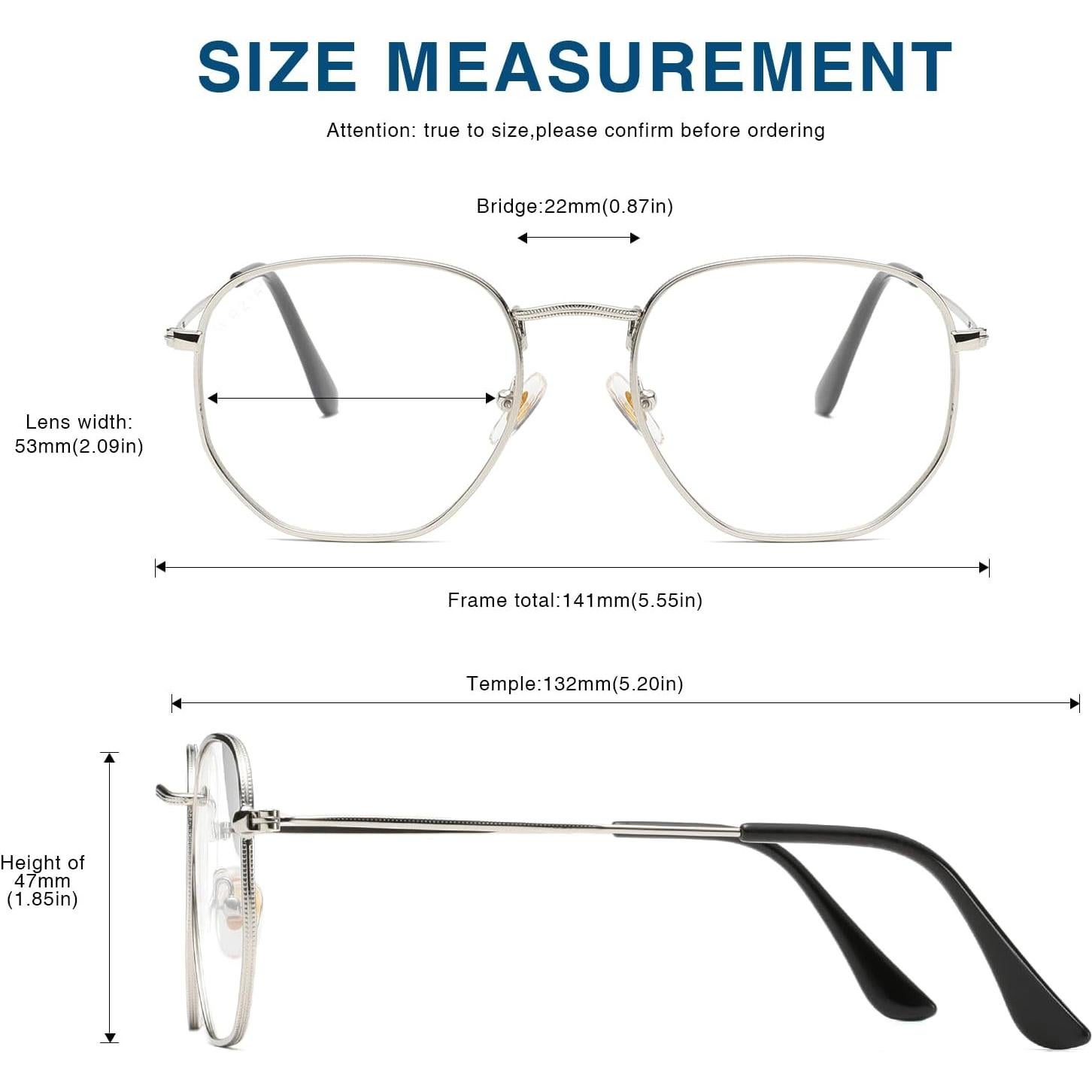 Gafas de bloqueo de luz azul WAZIR metal unisex 53mm plata