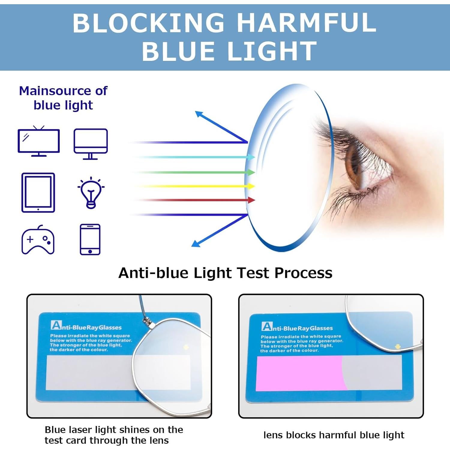 Gafas de bloqueo de luz azul WAZIR metal unisex 53mm plata