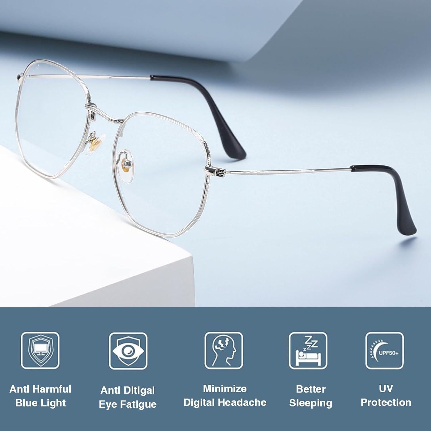 Gafas de bloqueo de luz azul WAZIR metal unisex 53mm plata