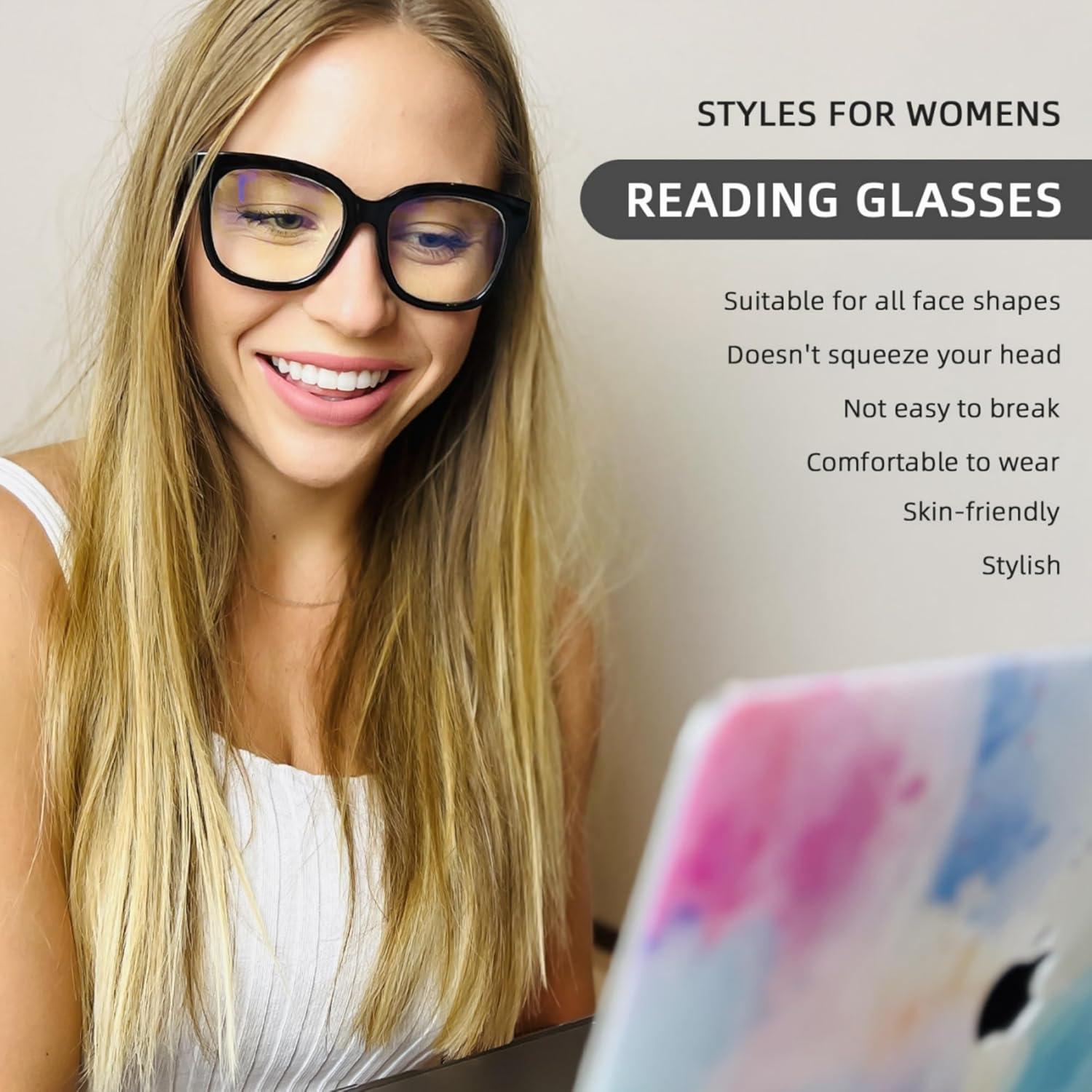 Gafas de Lectura JM para Mujeres - Paquete de 3 Lentes Cuadrados