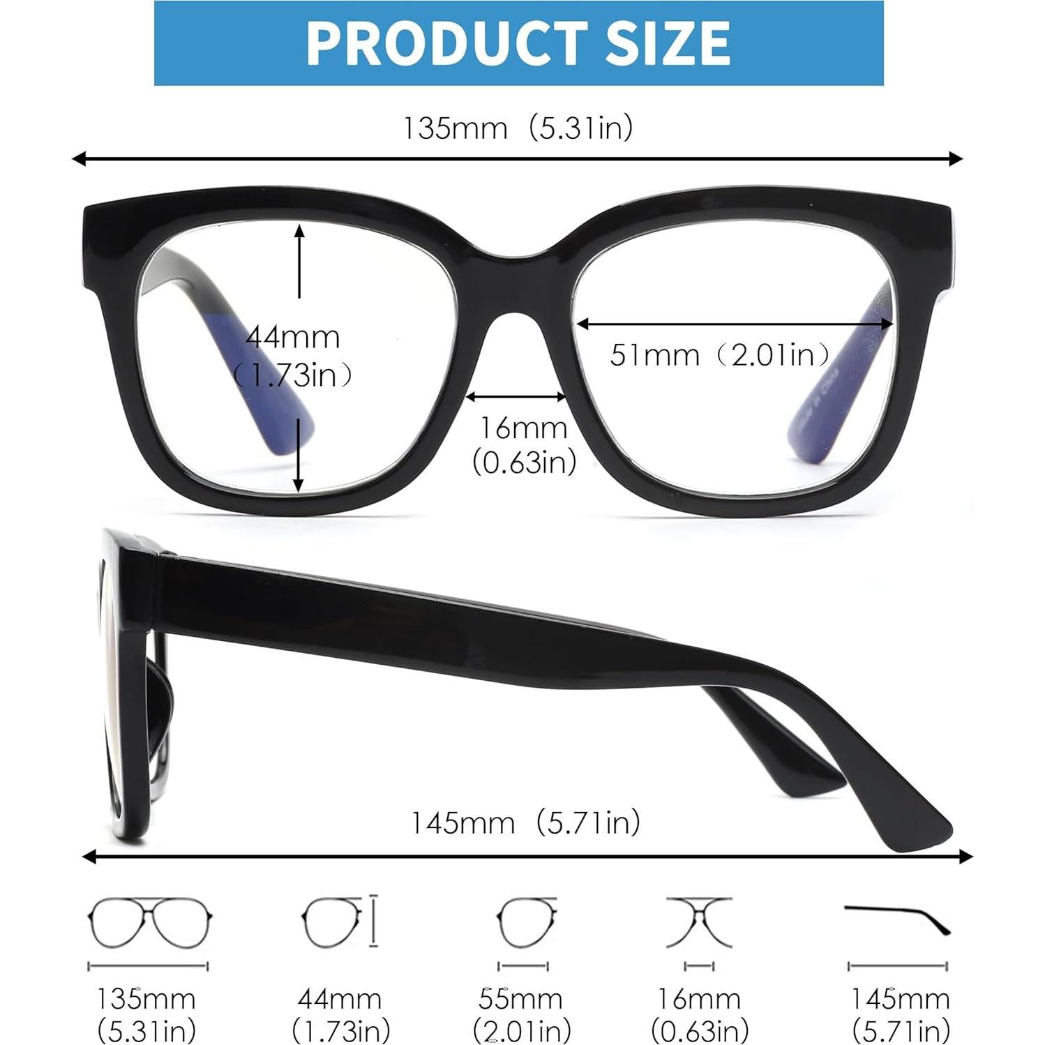 Gafas de Lectura JM para Mujeres - Paquete de 3 Lentes Cuadrados