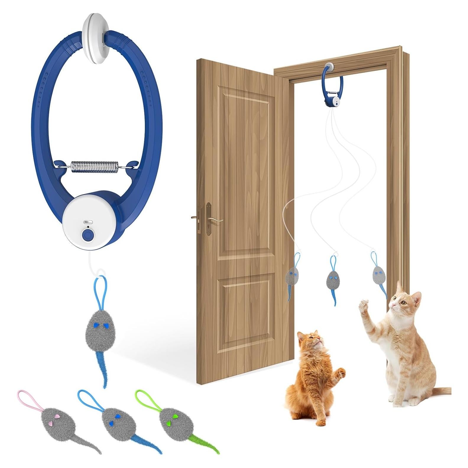 Juguete Interactivo para Gatos Kezlume Azul con Plumas