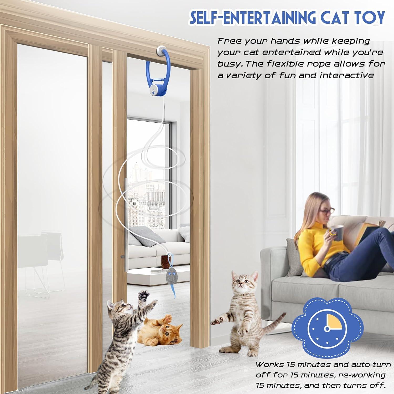 Juguete Interactivo para Gatos Kezlume Azul con Plumas