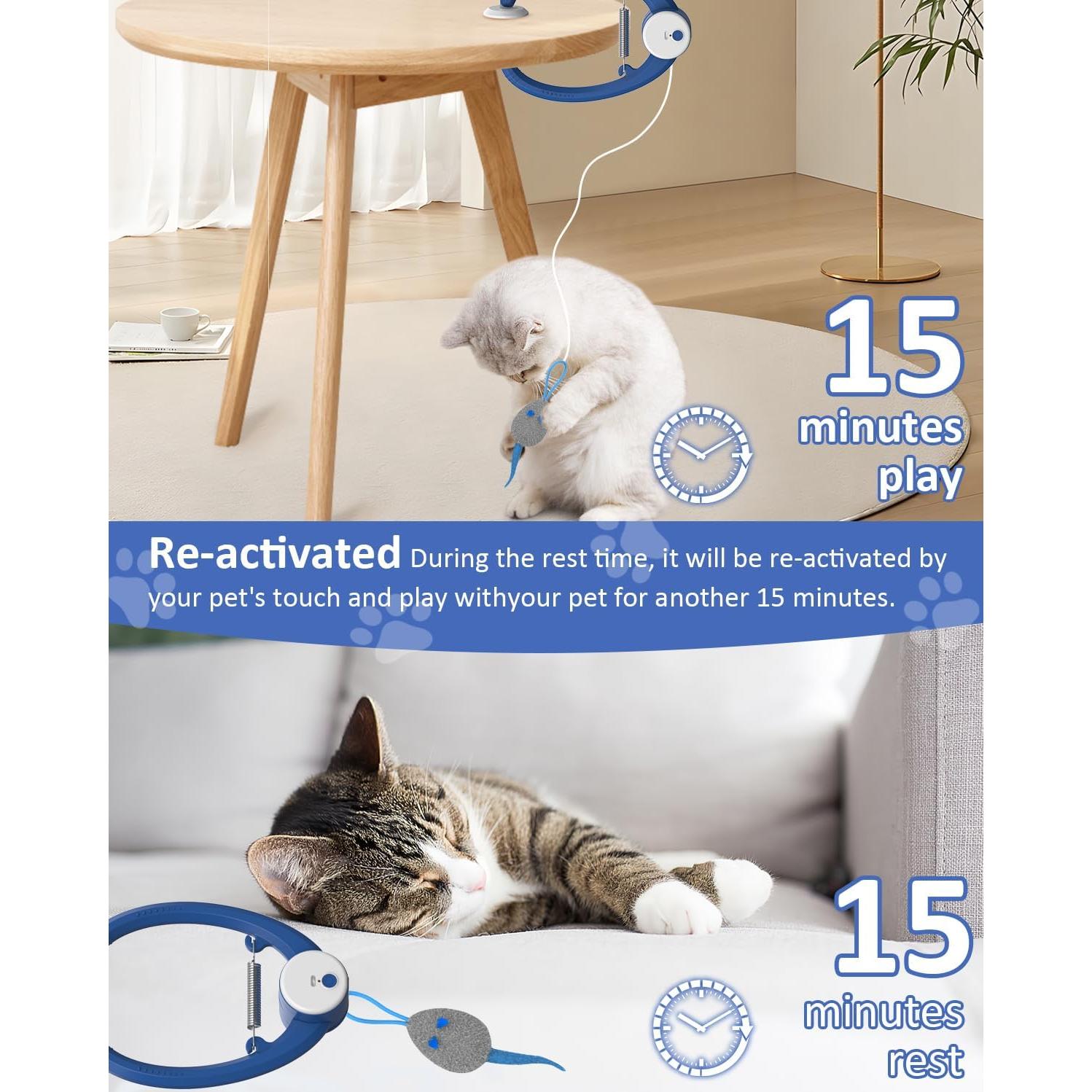 Juguete Interactivo para Gatos Kezlume Azul con Plumas