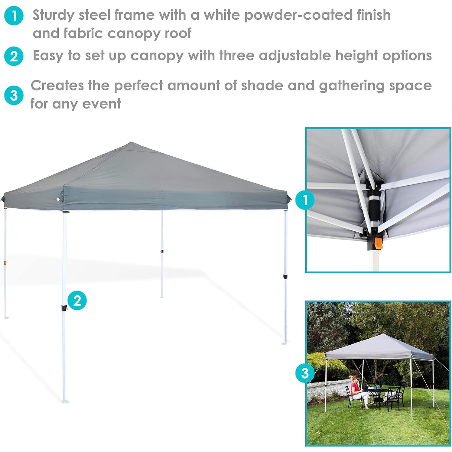 Carpa Plegable Sunnydaze 3.66x3.66m Gris con Bolsa