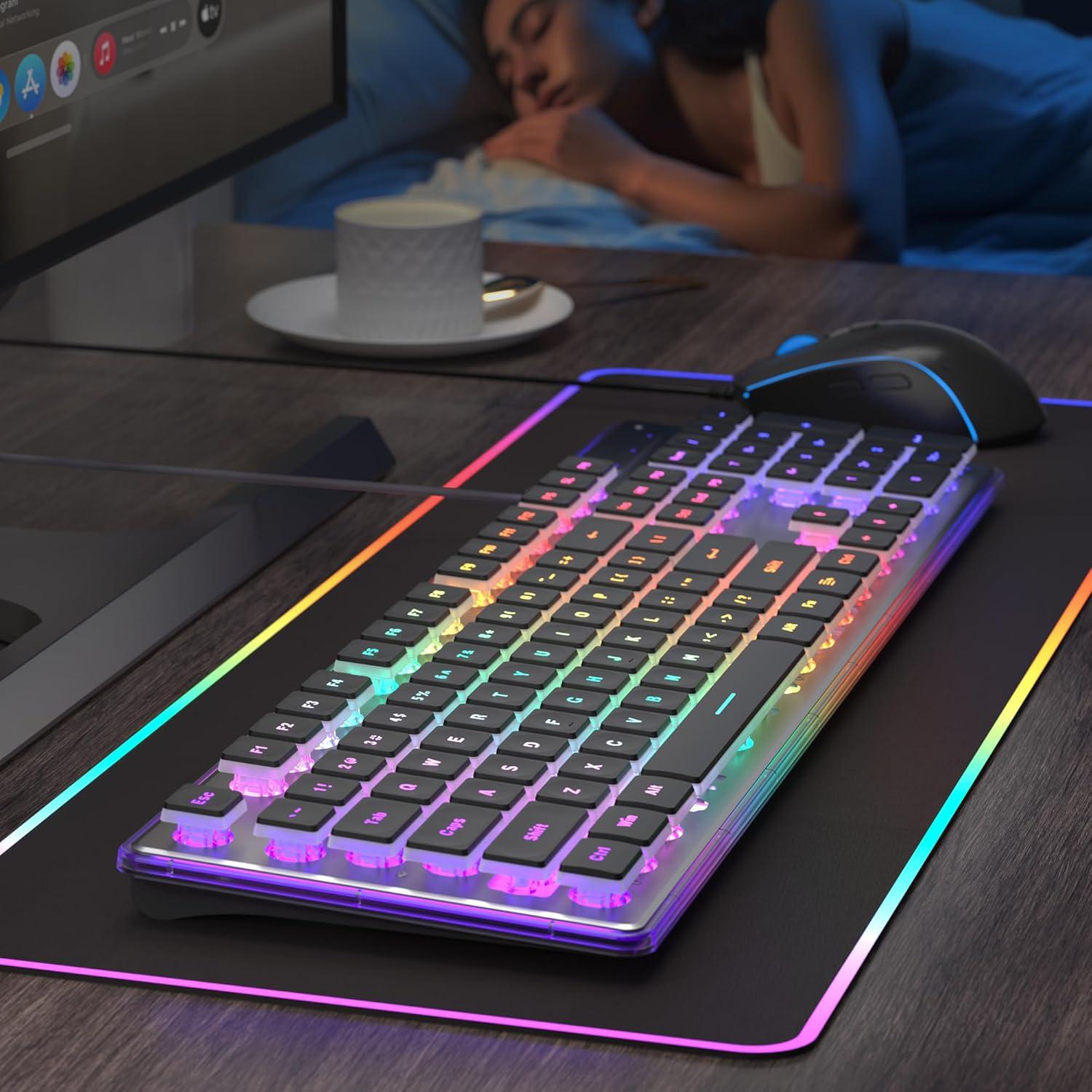 Combo Teclado y Ratón Gaming Camiysn Negro 104 Teclas RGB