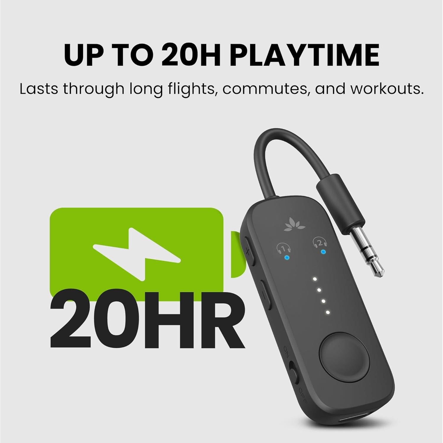 Adaptador Bluetooth 5.3 Avantree Relay para Aviones 20h