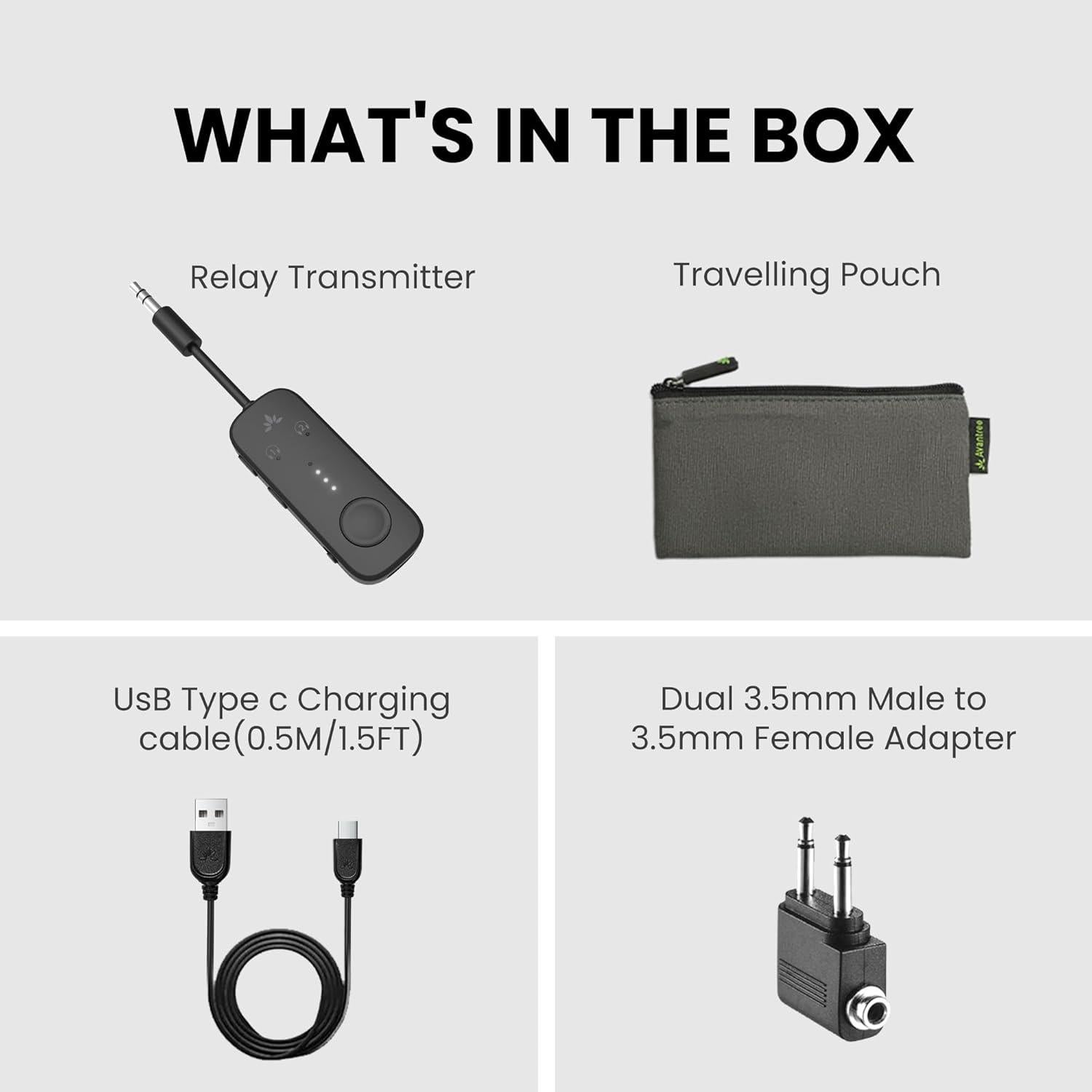 Adaptador Bluetooth 5.3 Avantree Relay para Aviones 20h