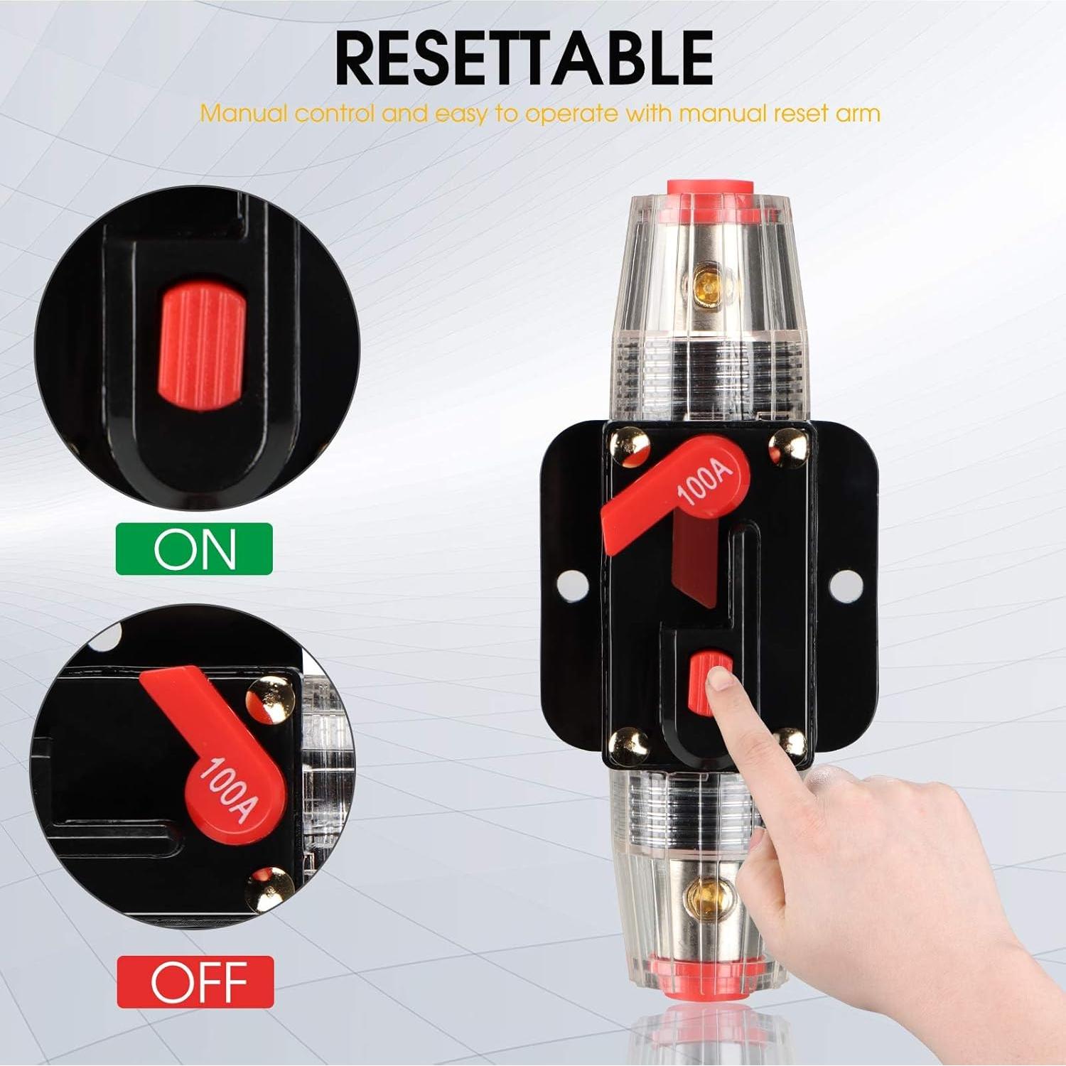 Interruptor de Circuito 100A M1A2 Reiniciable 12V-48V DC