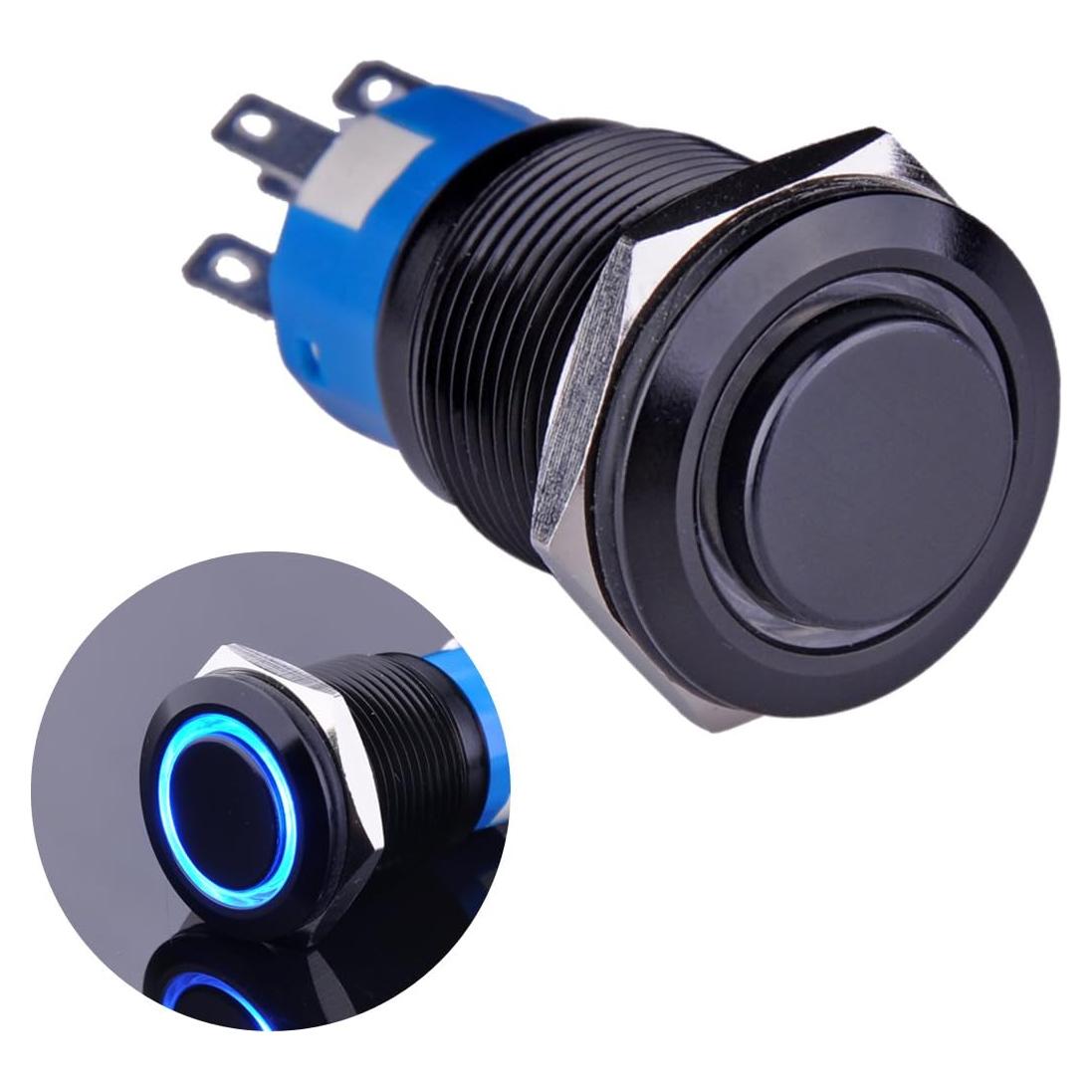 Interruptor Pulsador Ulincos U19C2 19mm Metal LED Azul