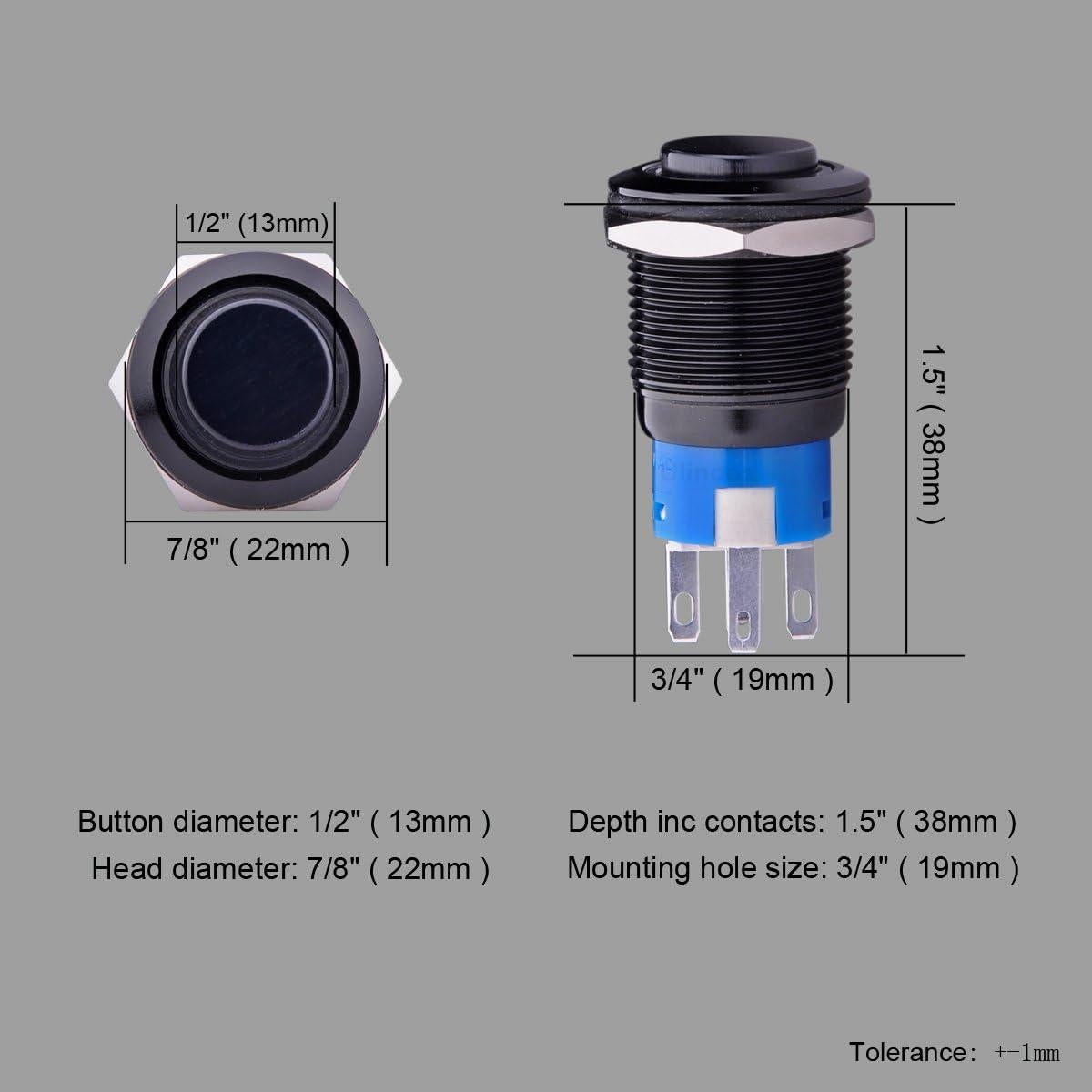 Interruptor Pulsador Ulincos U19C2 19mm Metal LED Azul