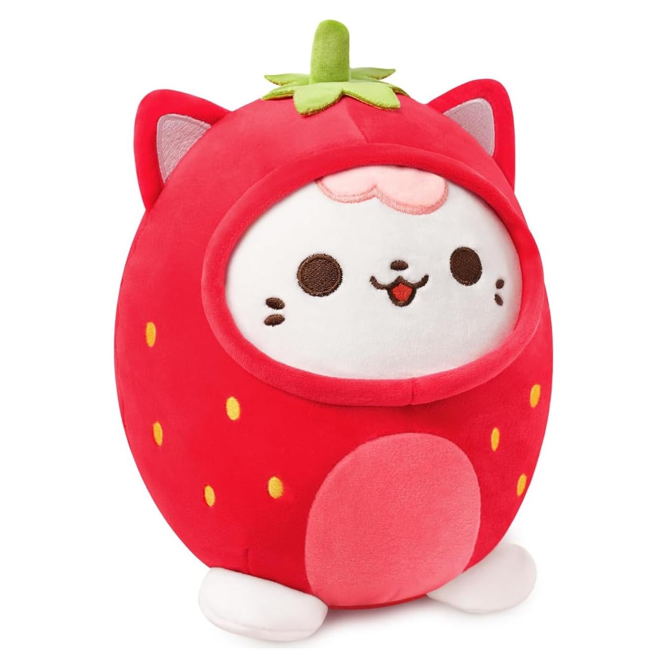 Almohada de Peluche Gato de Fresa Coche de Durazno 20 cm Roja