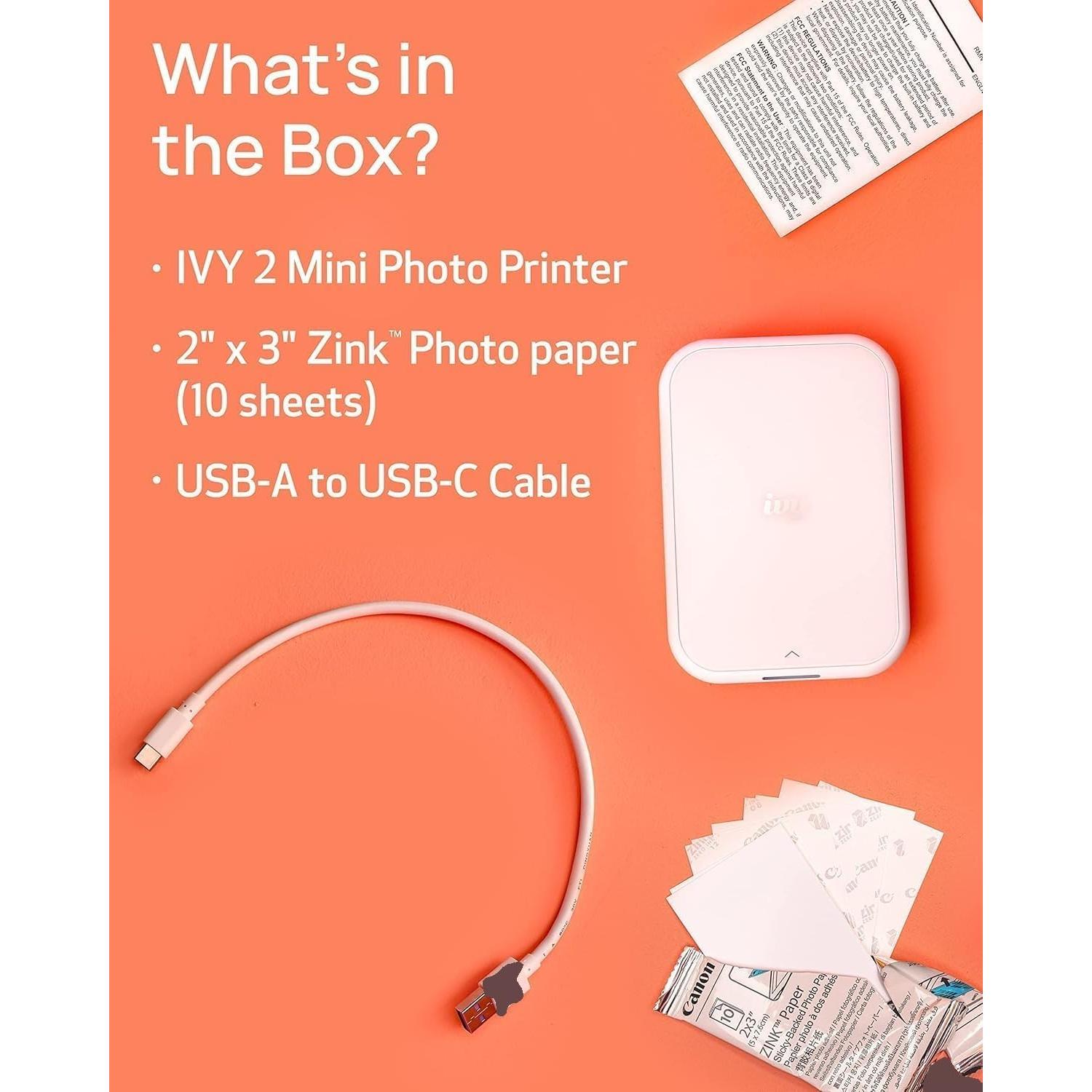 Impresora de Fotos Mini Canon IVY 2 - ZINK Adhesiva 110 Hojas