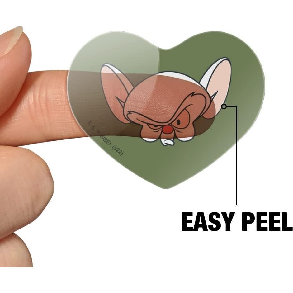 Pegatinas Corazón Pinky y el Cerebro - 18 Unidades Transparentes