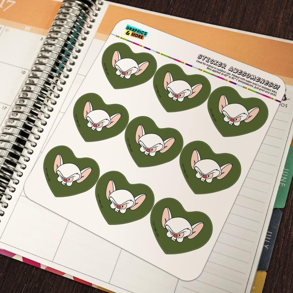 Pegatinas Corazón Pinky y el Cerebro - 18 Unidades Transparentes