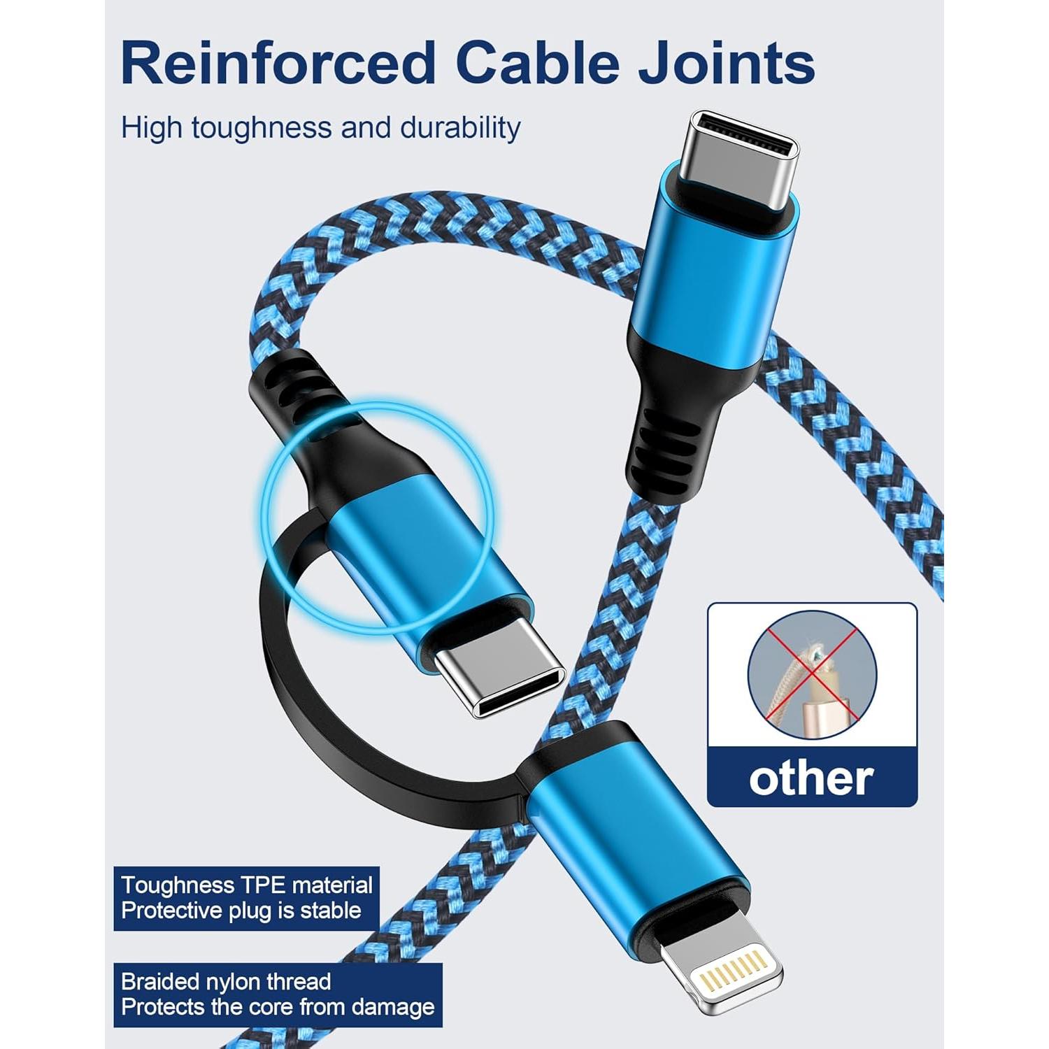 Cable de Carga 2 en 1 Ocbuo USB-C a Lightning 6FT