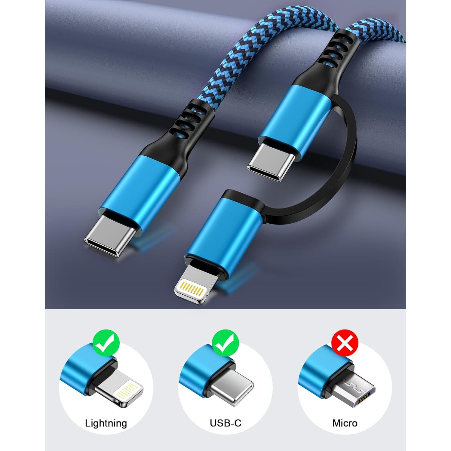 Cable de Carga 2 en 1 Ocbuo USB-C a Lightning 6FT