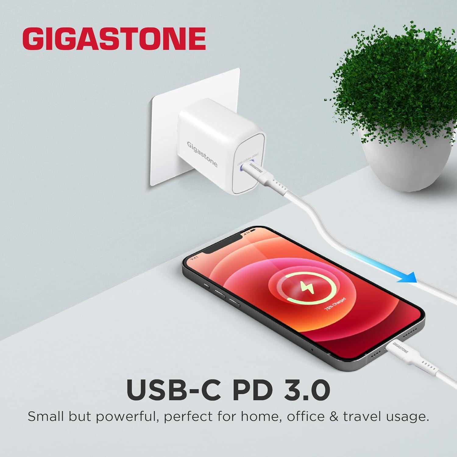 Cargador Rápido USB-C 20W Gigastone + Cable Lightning 1.5m