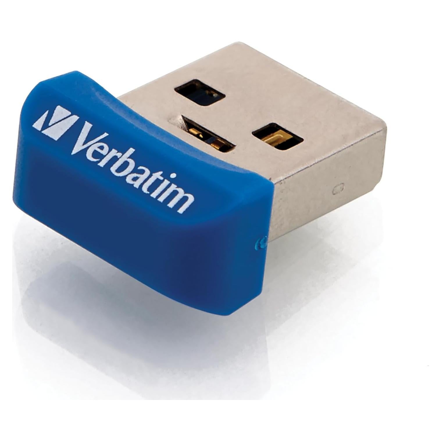Verbatim 16GB Store 'n' Stay Nano USB 3.2 Gen 1 Flash Drive Snag-free Low Profile Thumb Drive - Blue