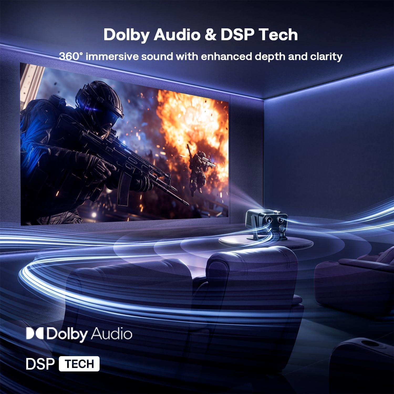 Proyector Inteligente Aurzen BOOM Mini 4K WiFi Bluetooth 500 ANSI