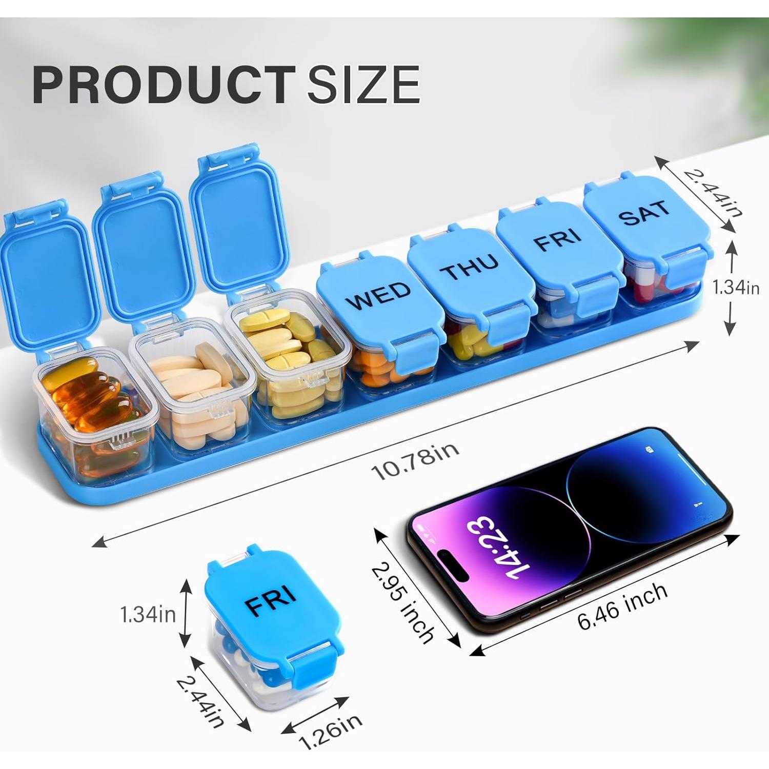 Organizador de Pastillas Semanal Yaklim - Extra Grande Azul