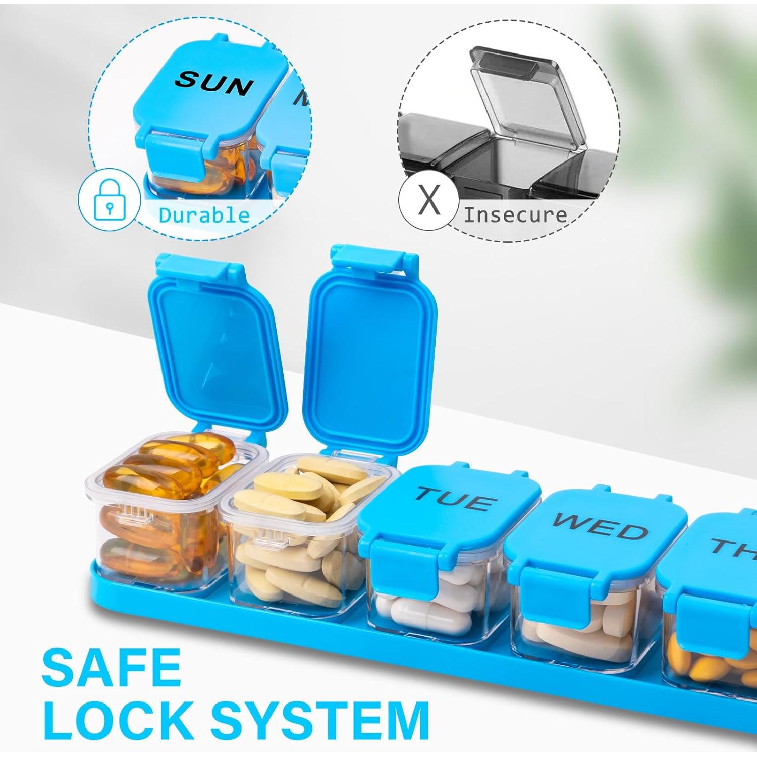 Organizador de Pastillas Semanal Yaklim - Extra Grande Azul