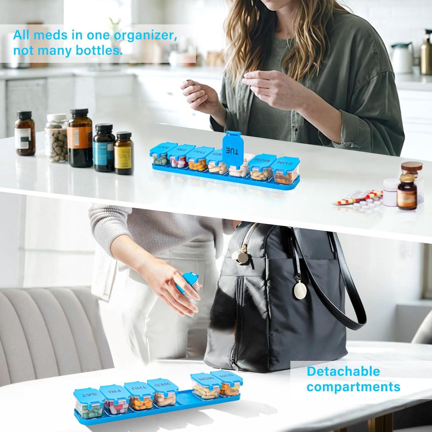 Organizador de Pastillas Semanal Yaklim - Extra Grande Azul