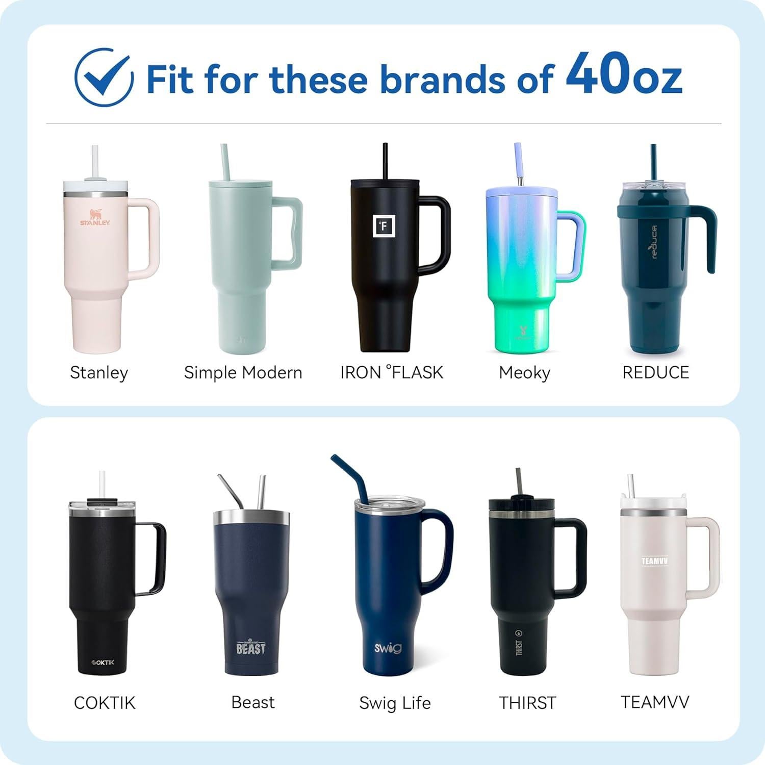 Popotes de Metal Reutilizables Prurex 40oz con Puntas de Silicona