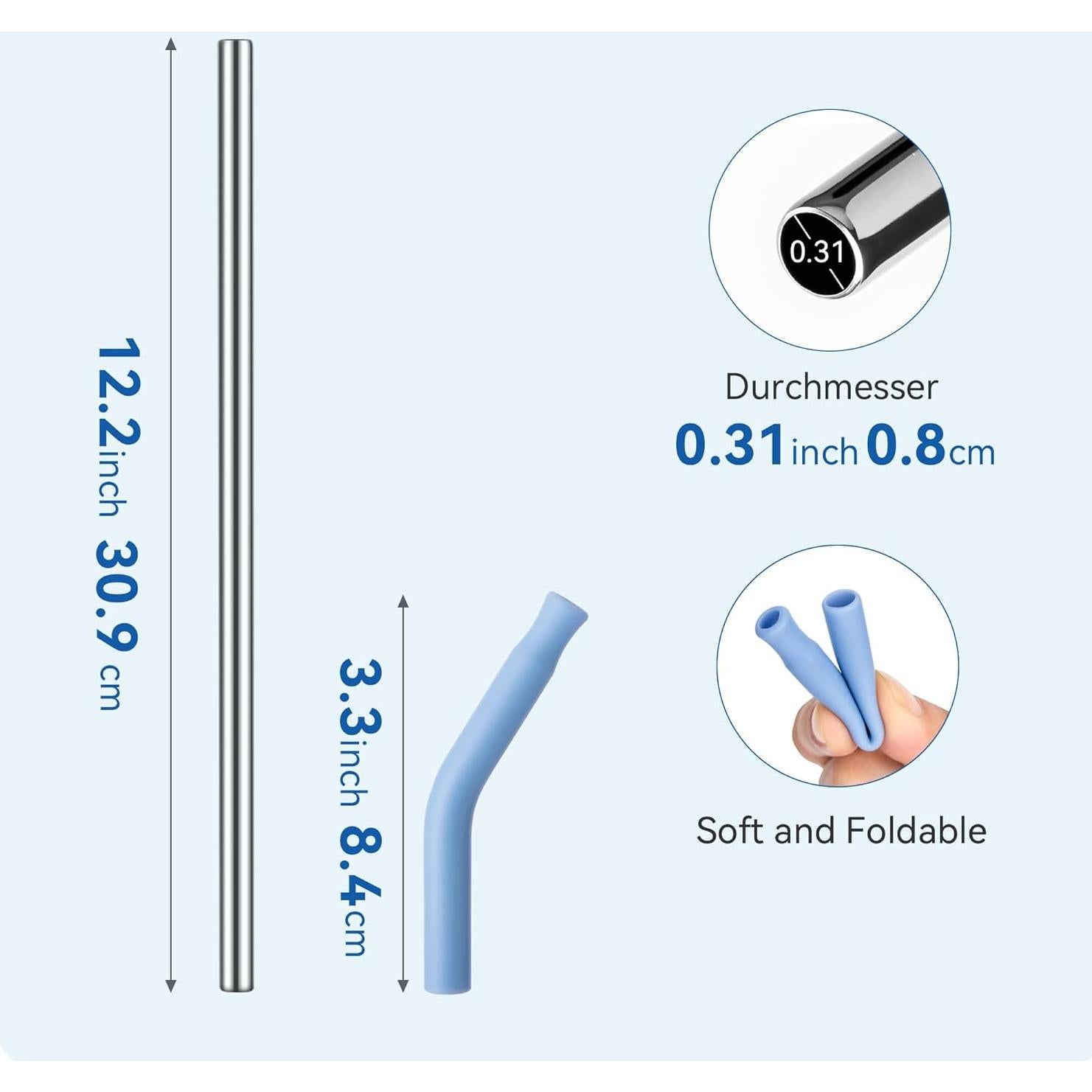 Popotes de Metal Reutilizables Prurex 40oz con Puntas de Silicona
