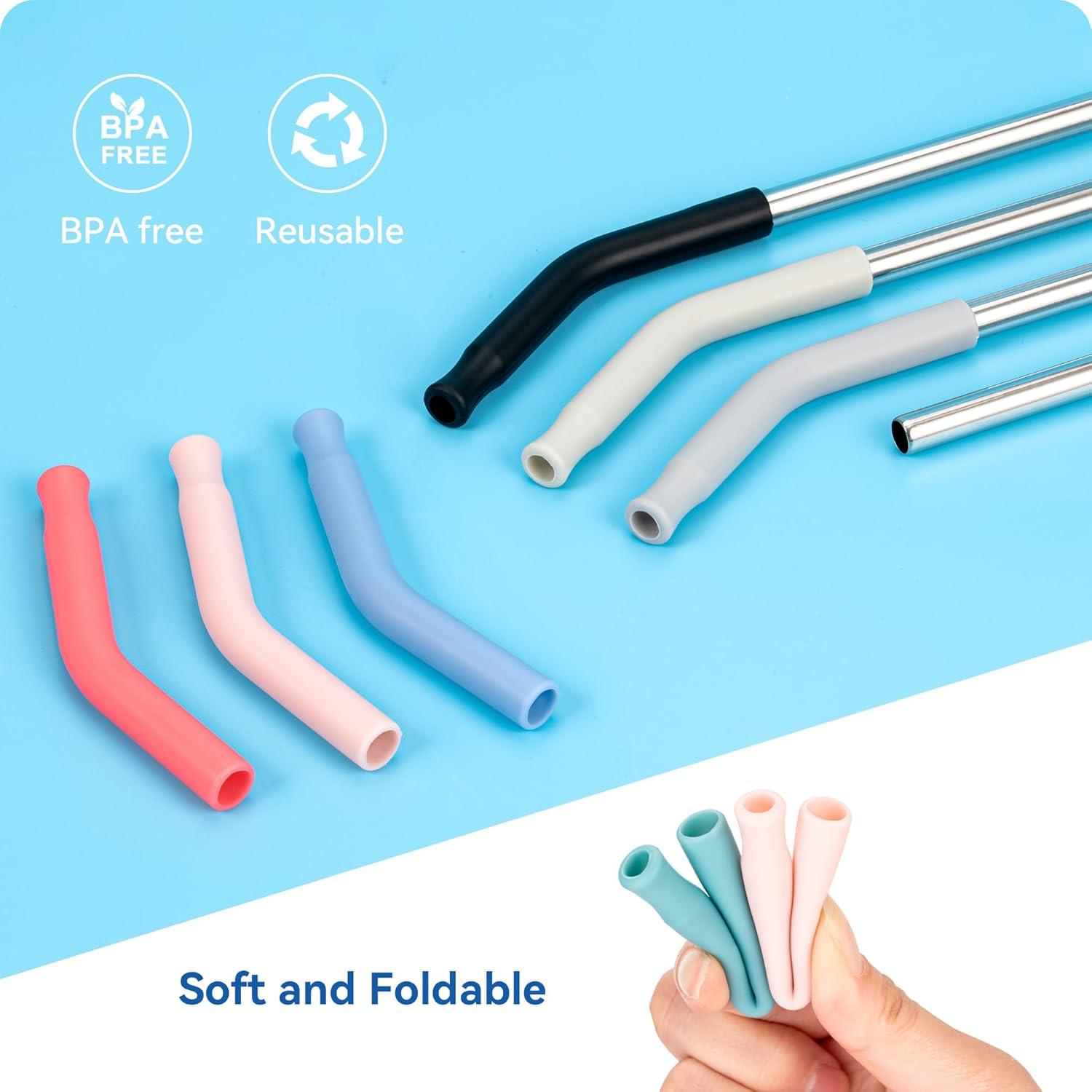 Popotes de Metal Reutilizables Prurex 40oz con Puntas de Silicona