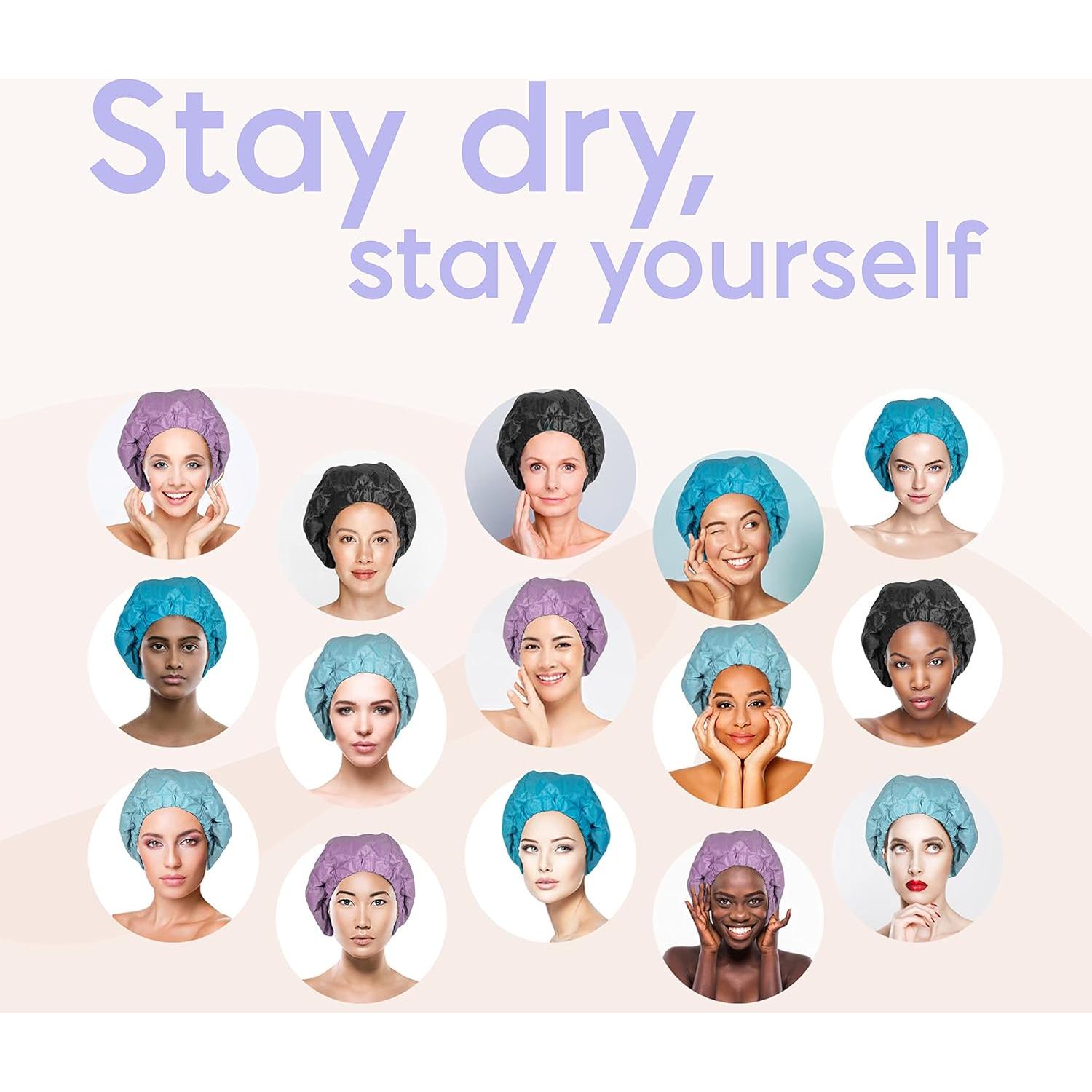 Gorro de Ducha Premium Hairsome Negro Reutilizable Impermeable