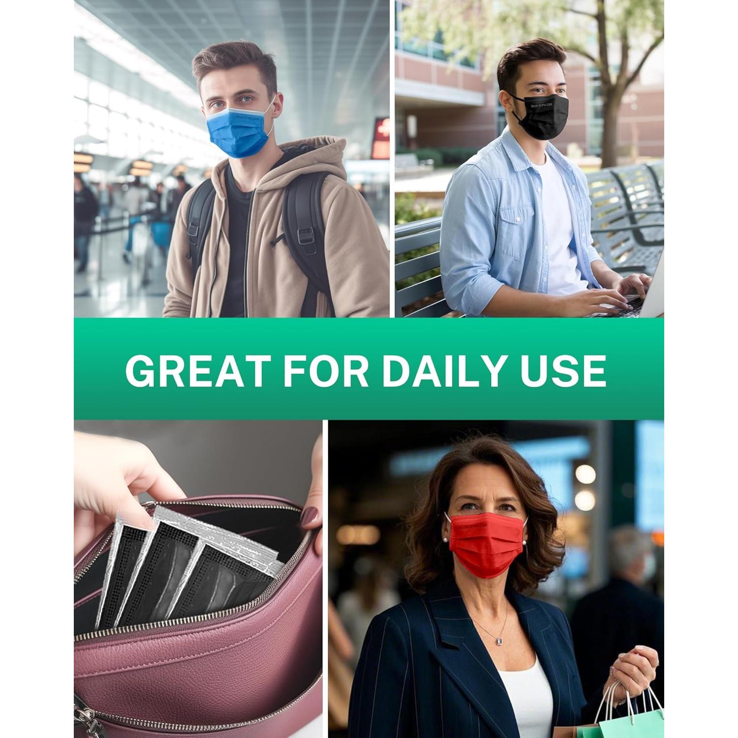 Mascarillas Desechables 4 Capas EcoGuard Negro ASTM Nivel 3 50 Pcs