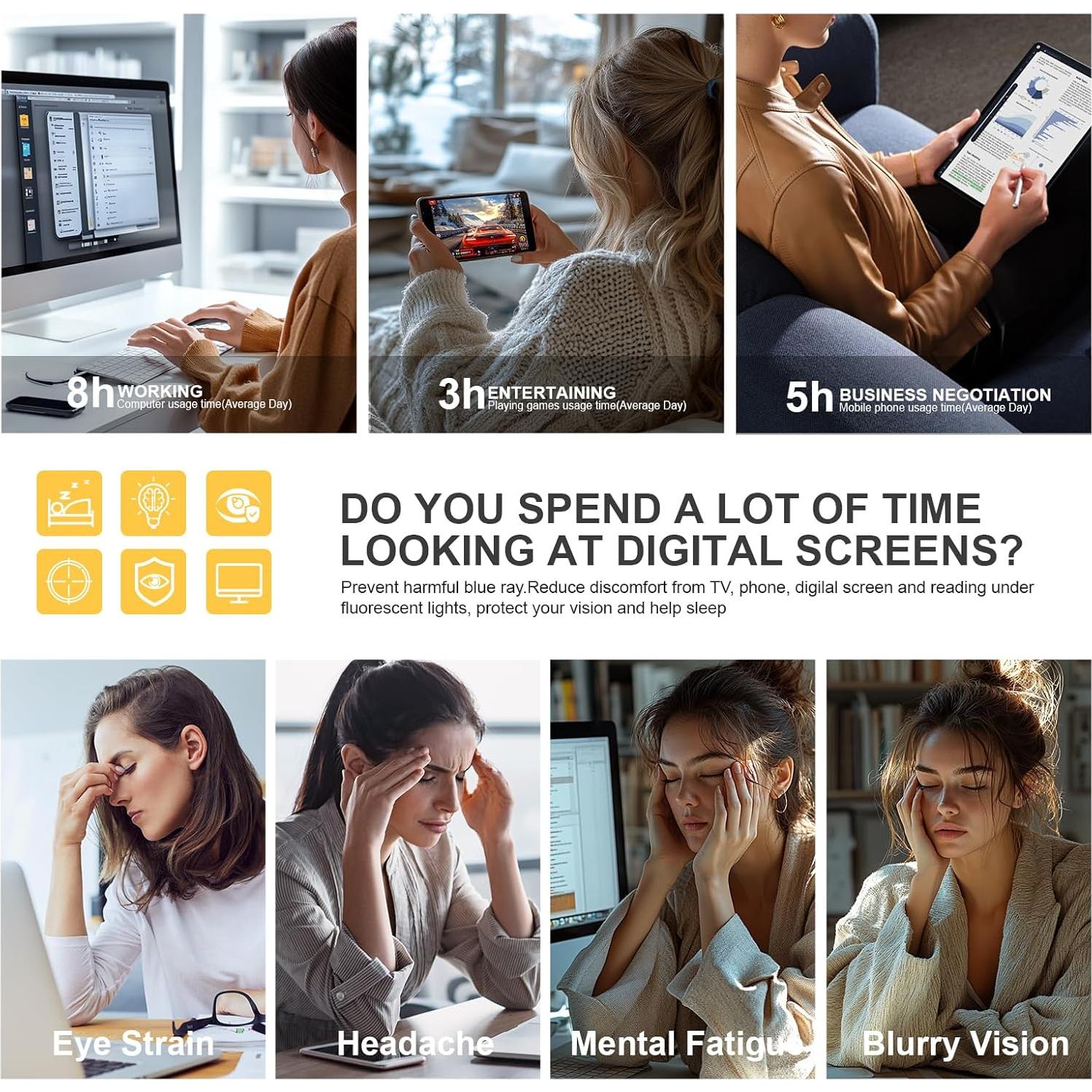 Gafas de luz azul Hunsquer unisex para computadora