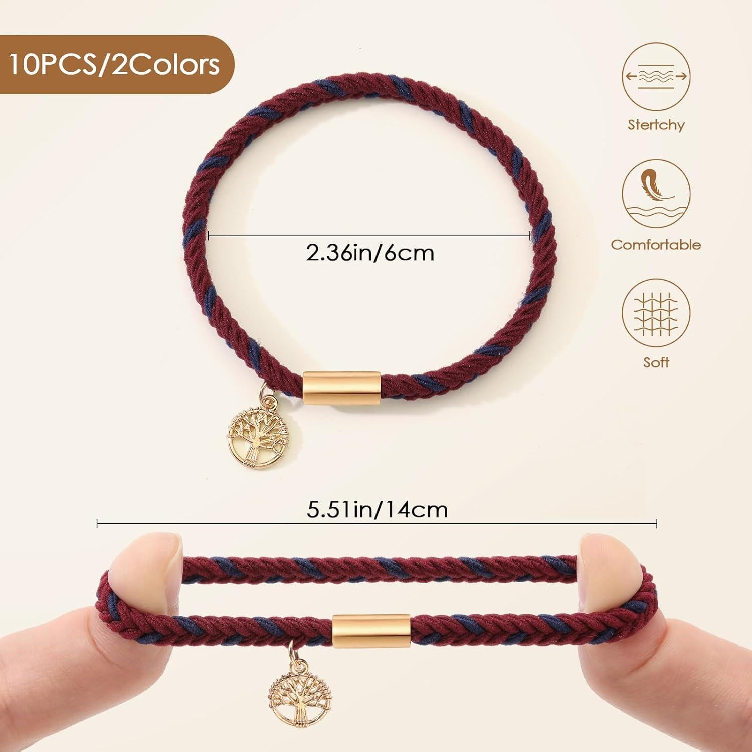 10 Pulseras de Coletas Elásticas Boho SYGY - Sin Daño, Azul