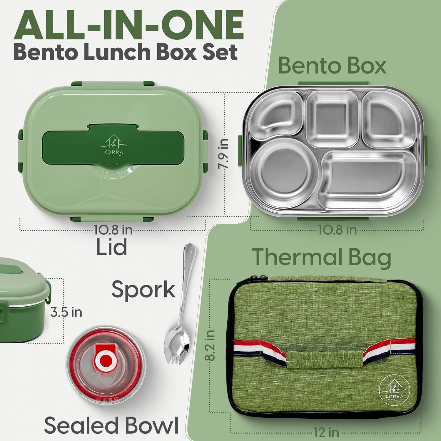 Caja Bento de Acero Inoxidable Korra Home - 5 Compartimentos