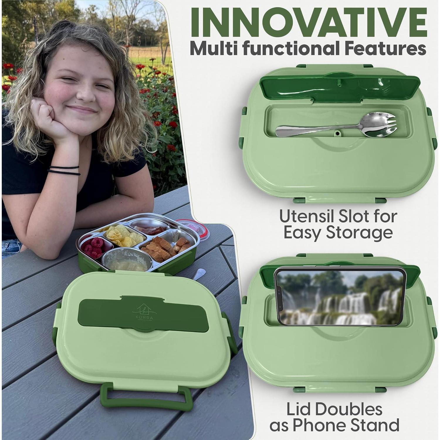 Caja Bento de Acero Inoxidable Korra Home - 5 Compartimentos