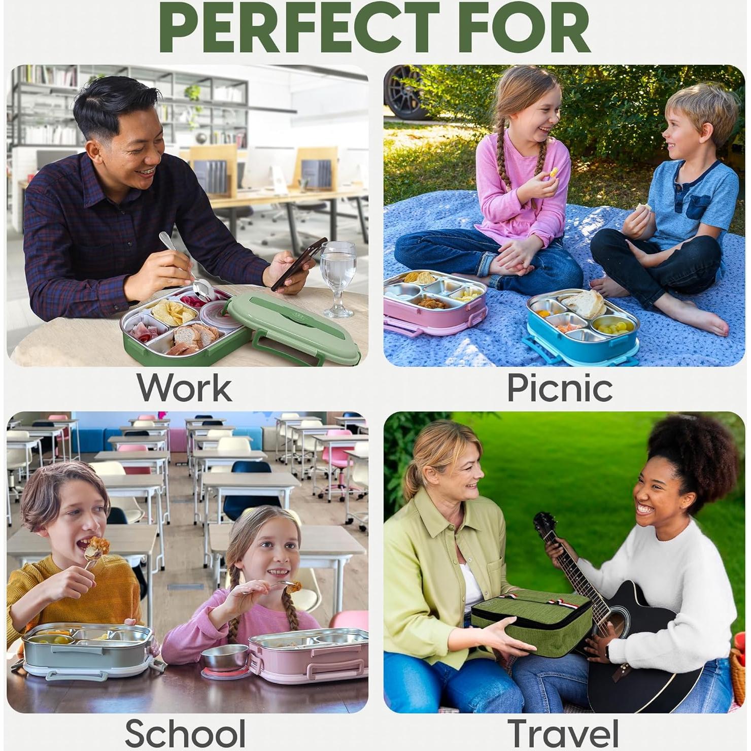 Caja Bento de Acero Inoxidable Korra Home - 5 Compartimentos