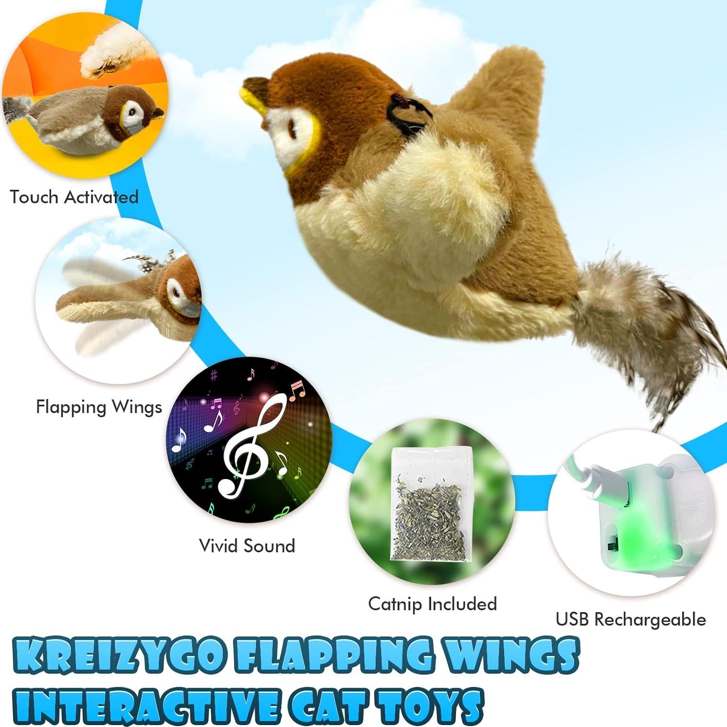 Juguete Interactivo para Gatos KreizyGo Gorrión con Catnip