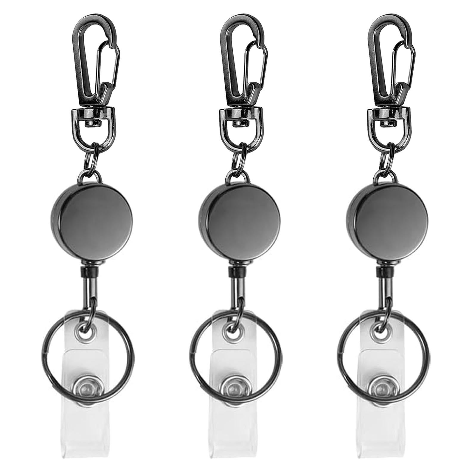 Llavero Retráctil Bolimoss 3 Pack - Soporte Insignias Negro