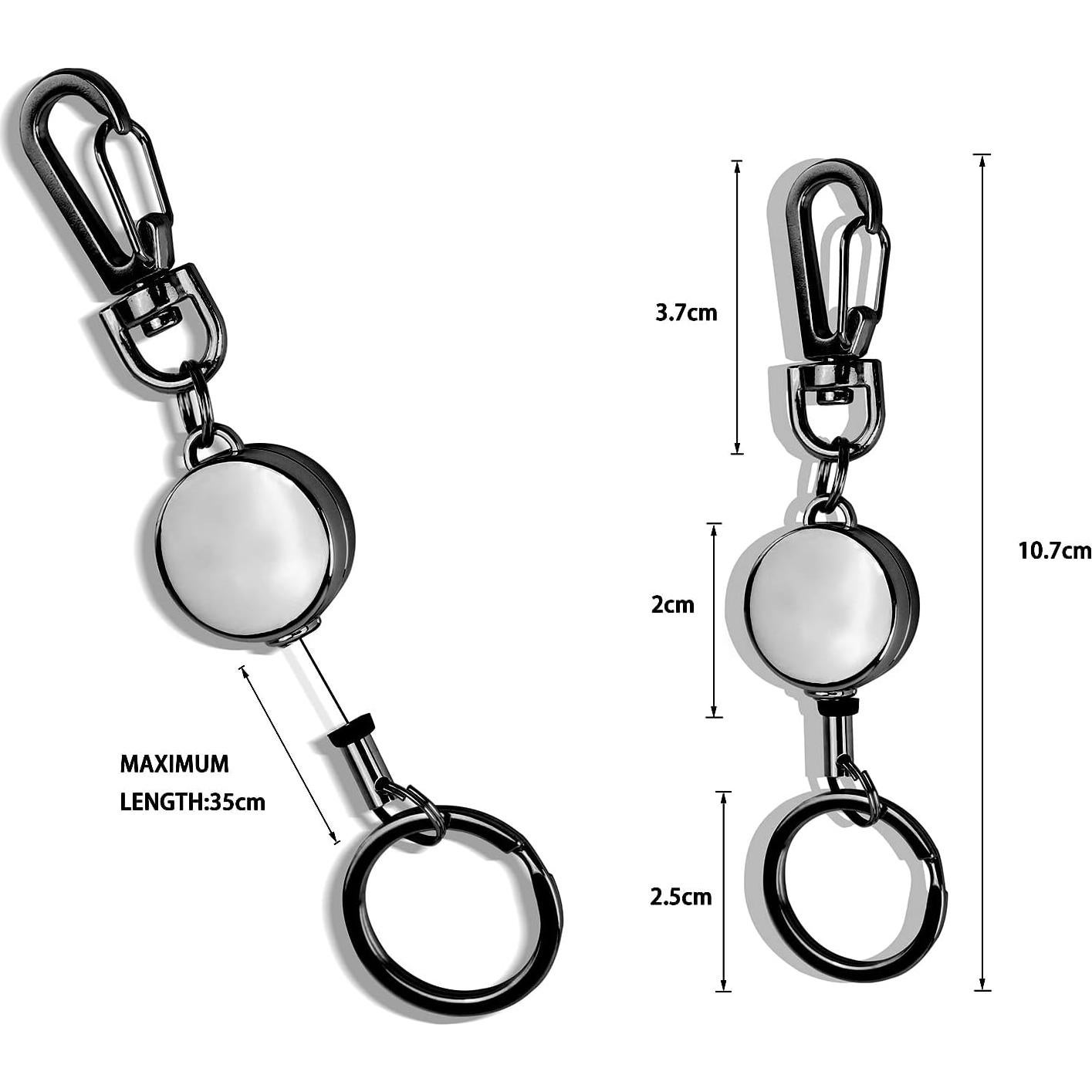 Llavero Retráctil Bolimoss 3 Pack - Soporte Insignias Negro