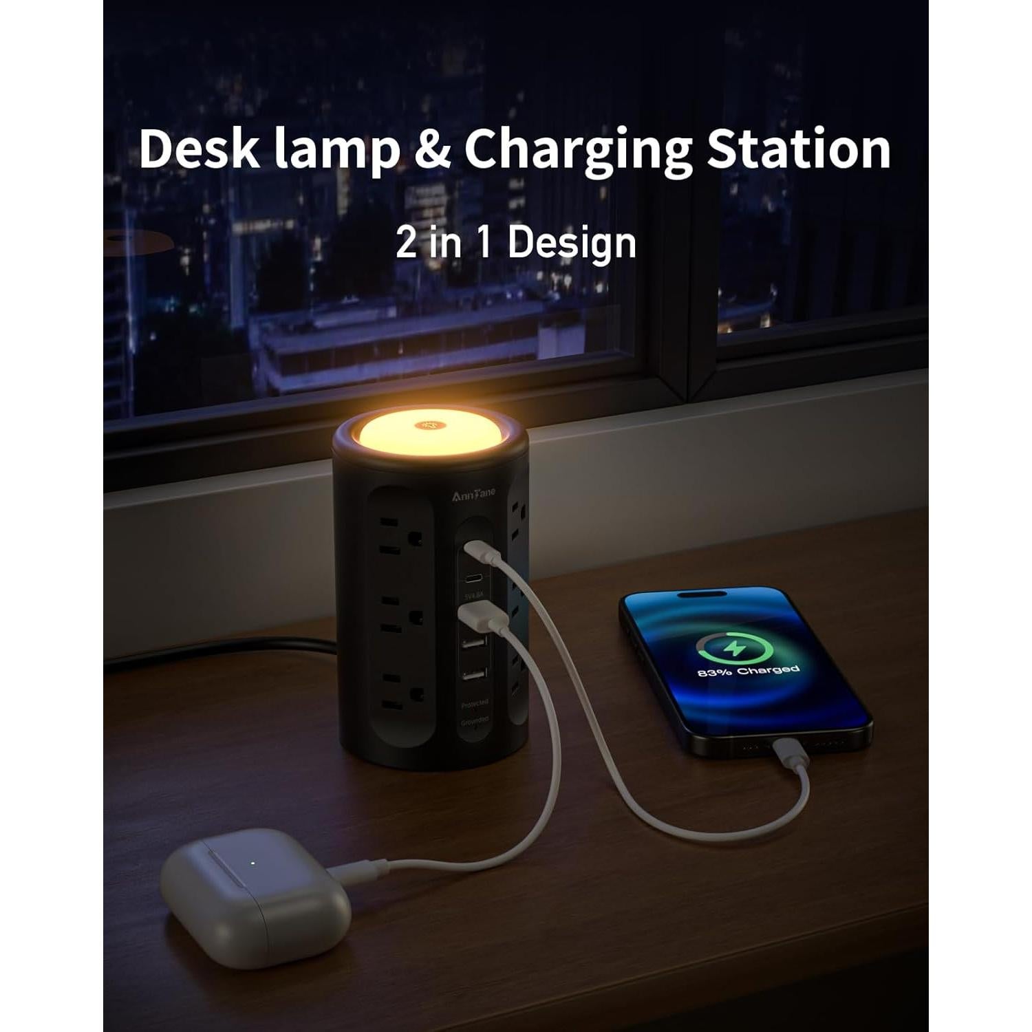 Torre de Regletas AnnTane con Luz Nocturna y 12 Salidas AC