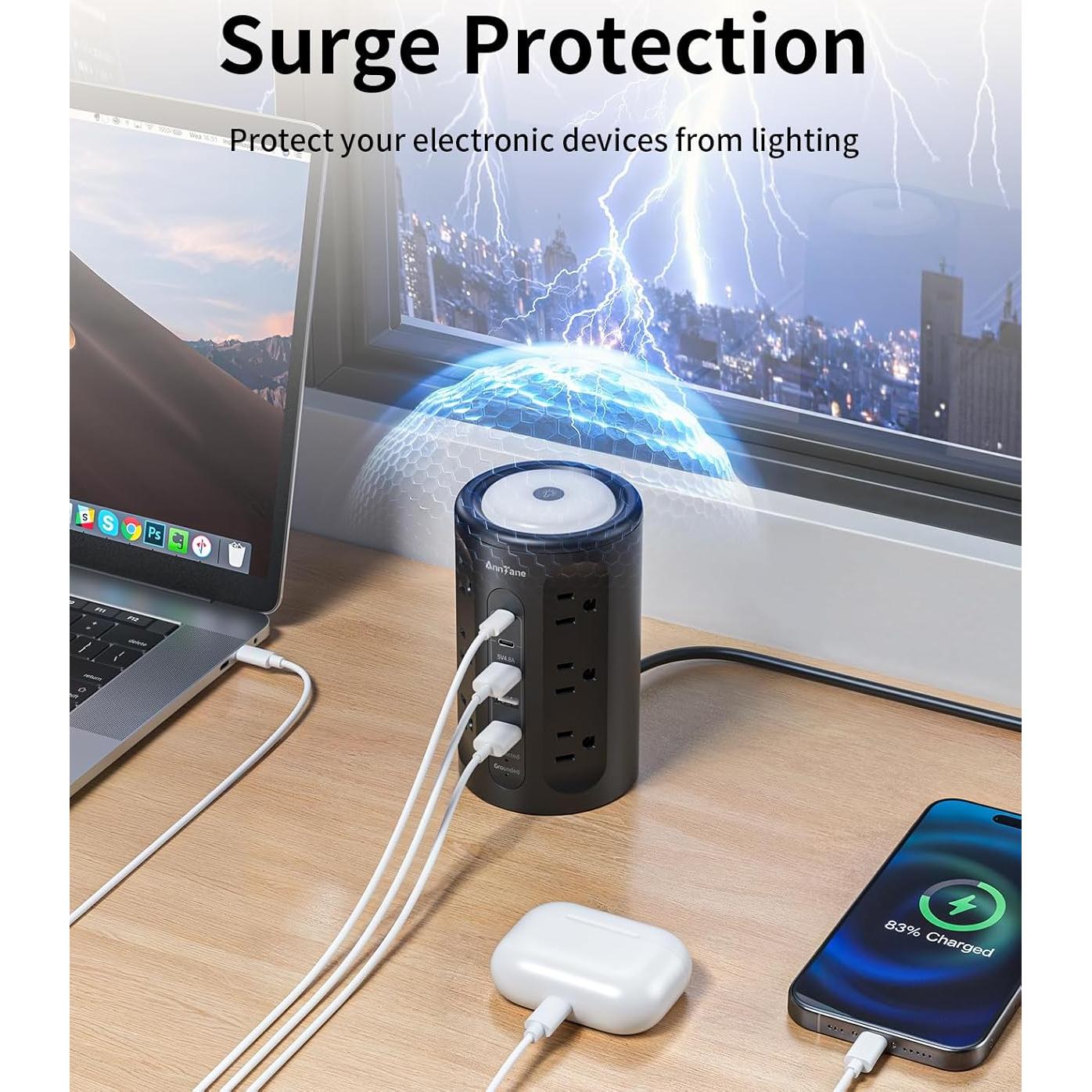 Torre de Regletas AnnTane con Luz Nocturna y 12 Salidas AC