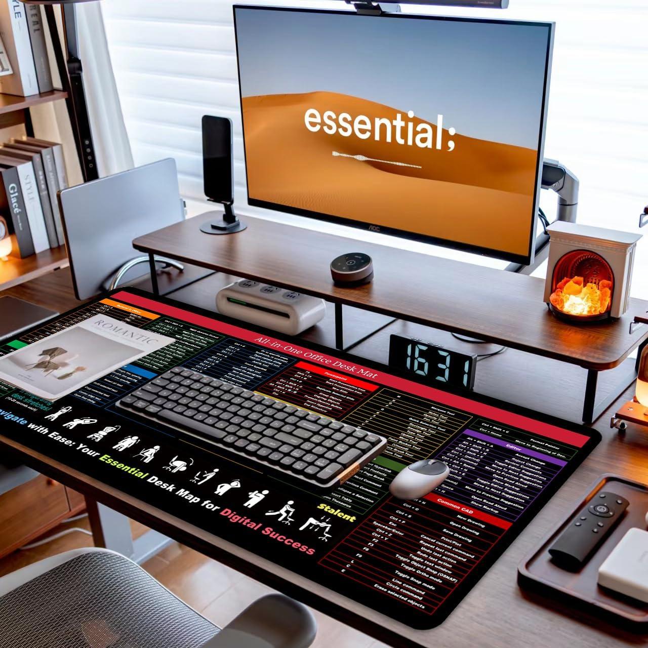 Alfombrilla de escritorio XXL Zoolyx con atajos de Excel y Word