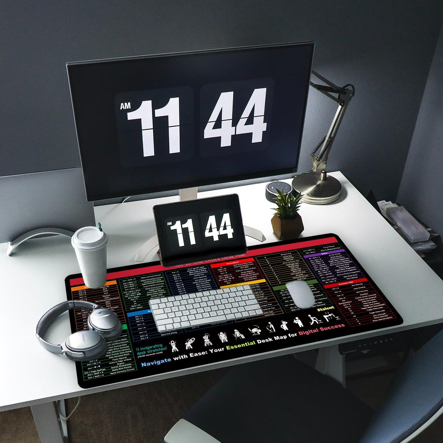 Alfombrilla de escritorio XXL Zoolyx con atajos de Excel y Word